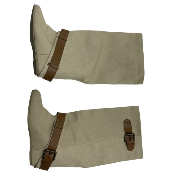 ALDO| NWOT Tan Burlap/Linen hidden wedge,wide calf, with camel belt detail SZ 37 - Picture 9 of 16